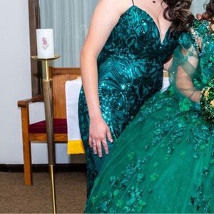 Gorgeous One Slit Emerald Green Dress